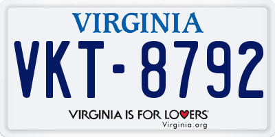 VA license plate VKT8792
