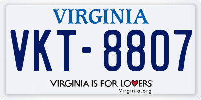 VA license plate VKT8807