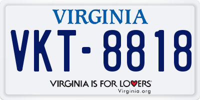 VA license plate VKT8818