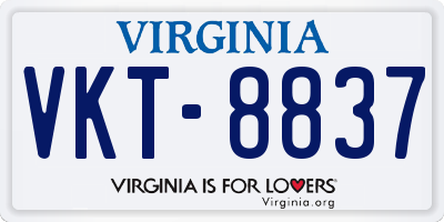 VA license plate VKT8837