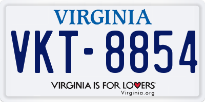 VA license plate VKT8854