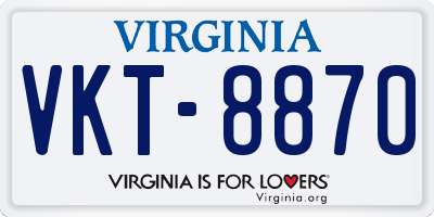 VA license plate VKT8870