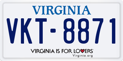 VA license plate VKT8871