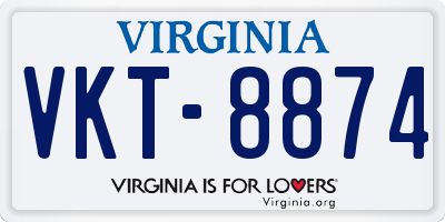 VA license plate VKT8874