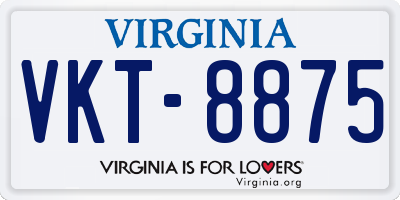 VA license plate VKT8875