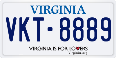 VA license plate VKT8889
