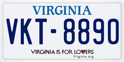 VA license plate VKT8890