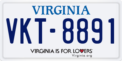 VA license plate VKT8891
