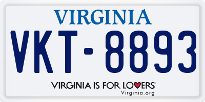 VA license plate VKT8893