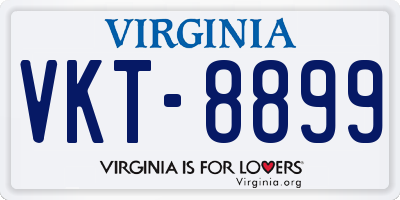 VA license plate VKT8899