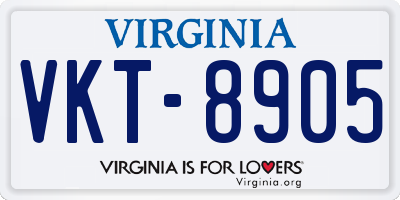 VA license plate VKT8905