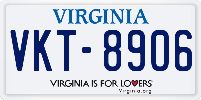 VA license plate VKT8906