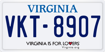 VA license plate VKT8907