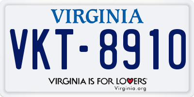 VA license plate VKT8910