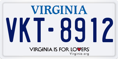 VA license plate VKT8912