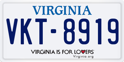 VA license plate VKT8919