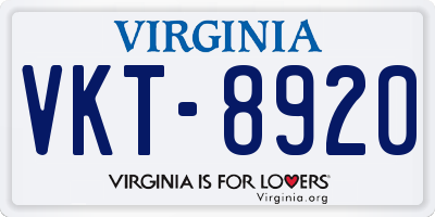 VA license plate VKT8920