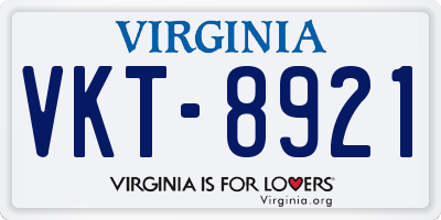 VA license plate VKT8921