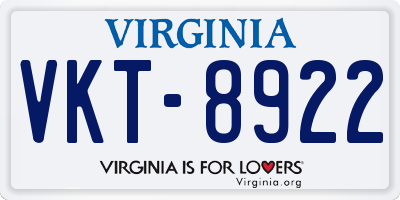 VA license plate VKT8922
