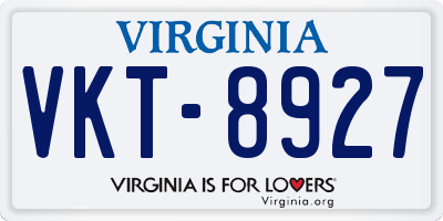 VA license plate VKT8927