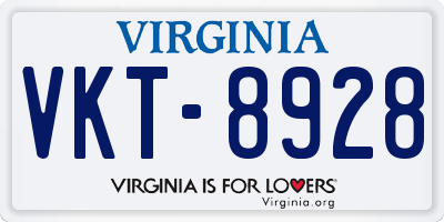 VA license plate VKT8928