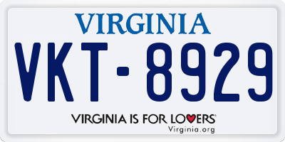 VA license plate VKT8929