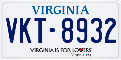 VA license plate VKT8932