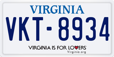 VA license plate VKT8934