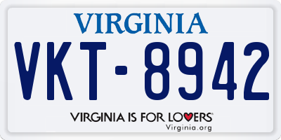 VA license plate VKT8942