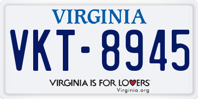 VA license plate VKT8945