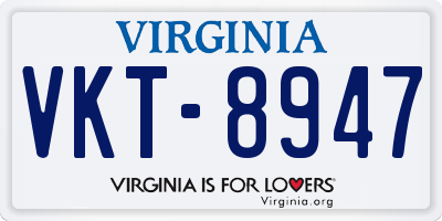 VA license plate VKT8947