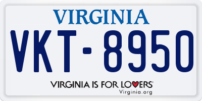 VA license plate VKT8950