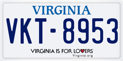 VA license plate VKT8953