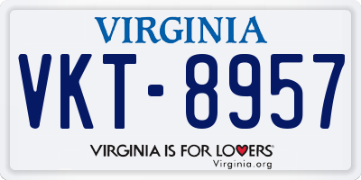 VA license plate VKT8957