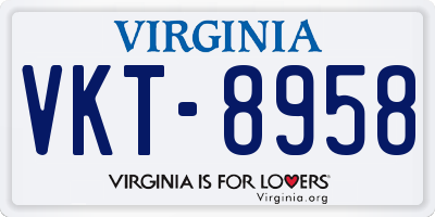 VA license plate VKT8958