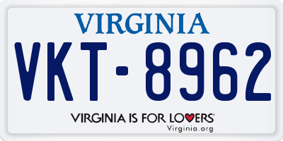 VA license plate VKT8962