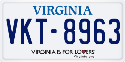 VA license plate VKT8963