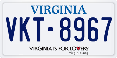 VA license plate VKT8967