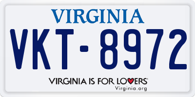 VA license plate VKT8972