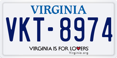 VA license plate VKT8974