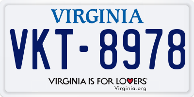 VA license plate VKT8978