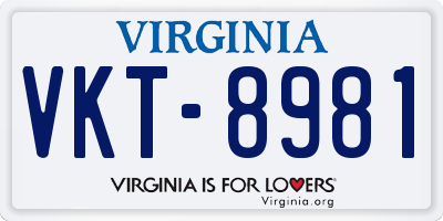 VA license plate VKT8981