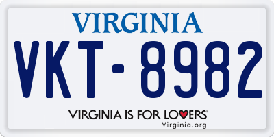 VA license plate VKT8982