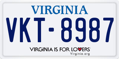 VA license plate VKT8987