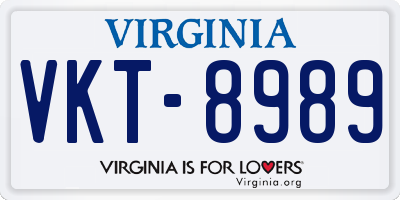 VA license plate VKT8989