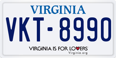 VA license plate VKT8990