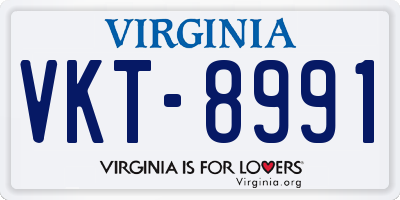 VA license plate VKT8991