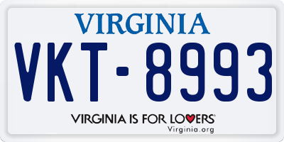 VA license plate VKT8993