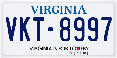 VA license plate VKT8997