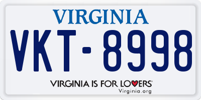 VA license plate VKT8998